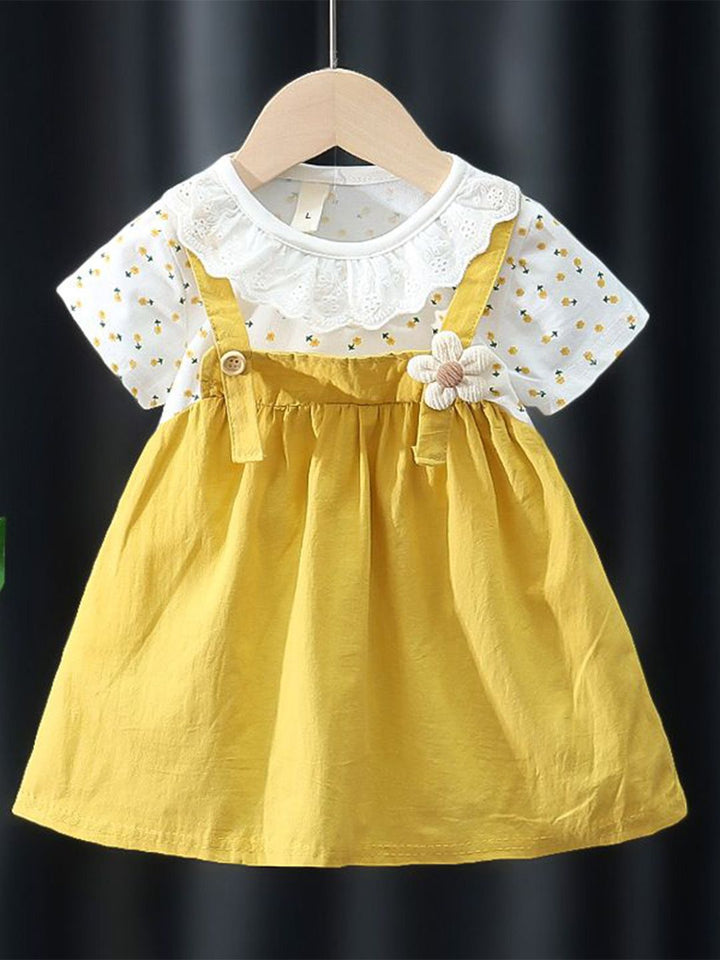 YK Girls Cotton Floral Printed Fit and Flare Dress