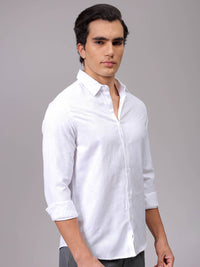 The Indian Garage Co Men Spread Collar Textured Cotton Slim Fit Formal Shirt