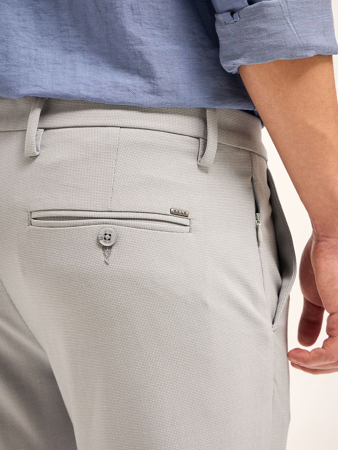 THE BEAR HOUSE Men Slim Fit 4 Way Stretch Formal Trousers