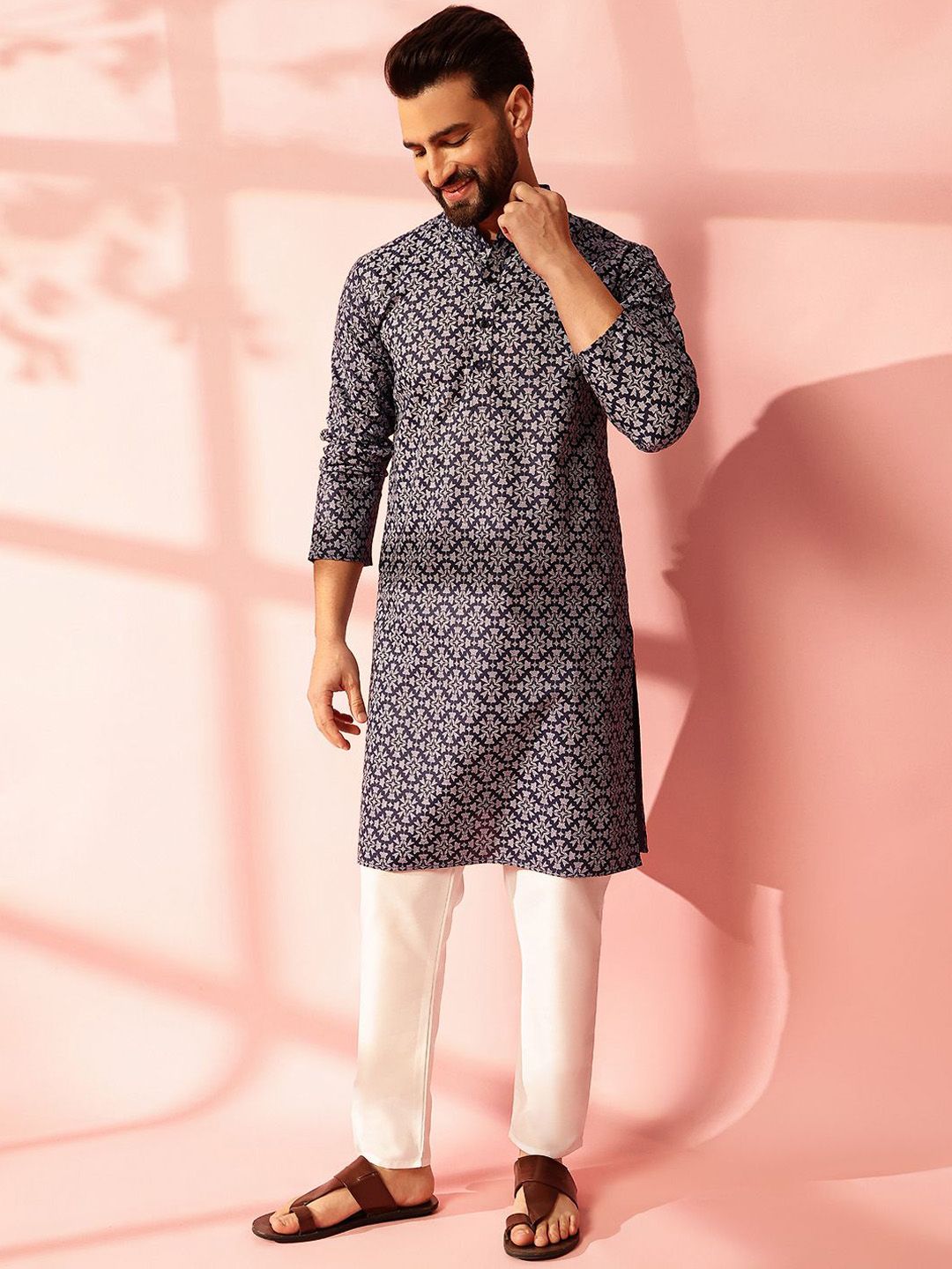 Anouk Men Floral Printed Regular Kurta with Pyjamas