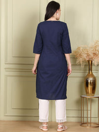 W Women Yoke Design Flared Sleeves Thread Work Kurta