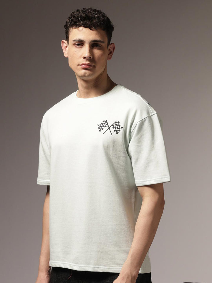 Eszett Final Lap Graphic Cotton Round Neck Short Sleeves Oversized T-shirt