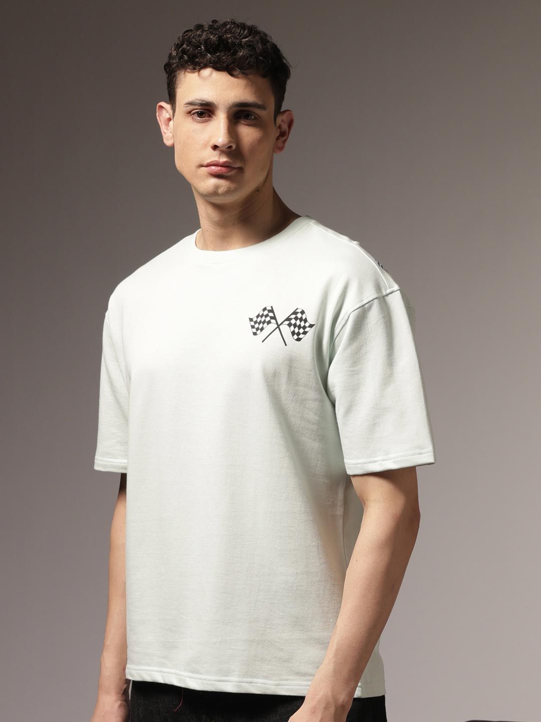 Eszett Final Lap Graphic Cotton Round Neck Short Sleeves Oversized T-shirt