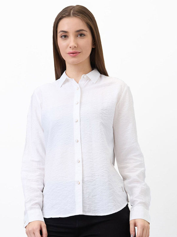 SPYKAR Women Spread Collar Textured Casual Shirt