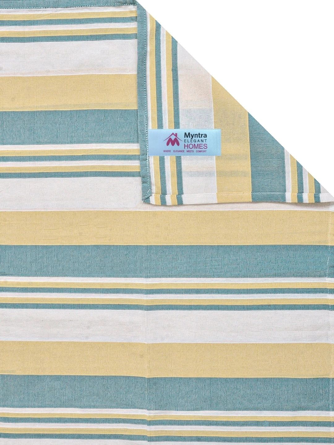 Myntra Elegant Homes Green Striped Pure Cotton Double Bedcover With 2 Pillow Cover