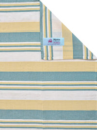 Myntra Elegant Homes Green Striped Pure Cotton Double Bedcover With 2 Pillow Cover