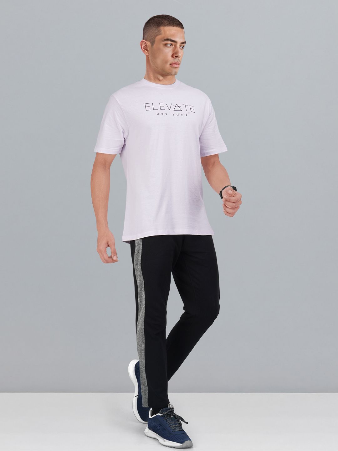 HRX by Hrithik Roshan Typography Printed Pure Cotton Relaxed Fit Yoga T-shirt