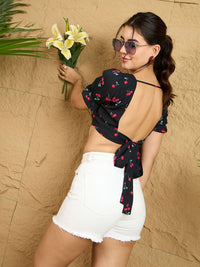 Berrylush Women Conversational Printed Crop Top
