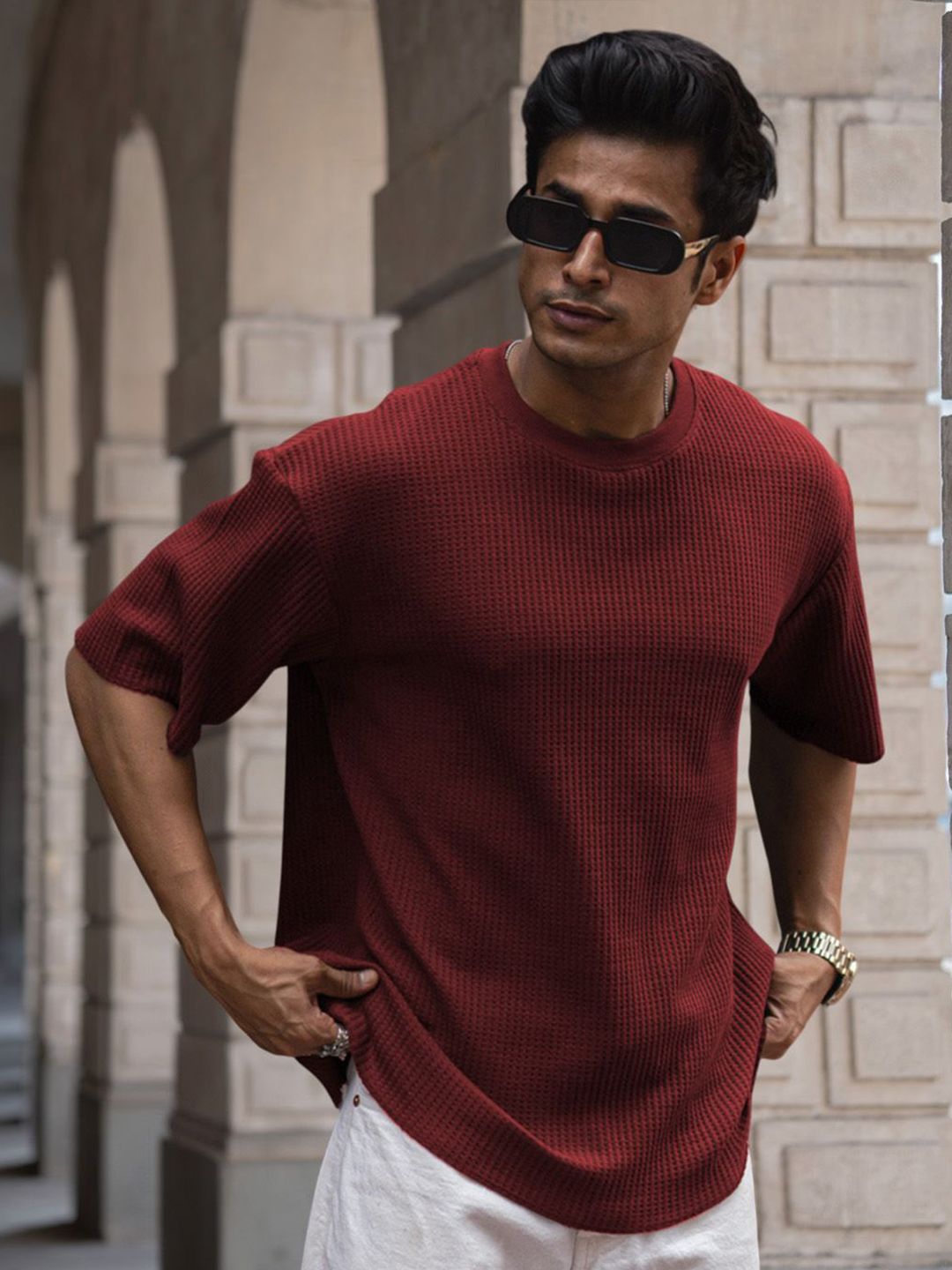 Powerlook Men Drop-Shoulder Sleeves Oversized T-shirt