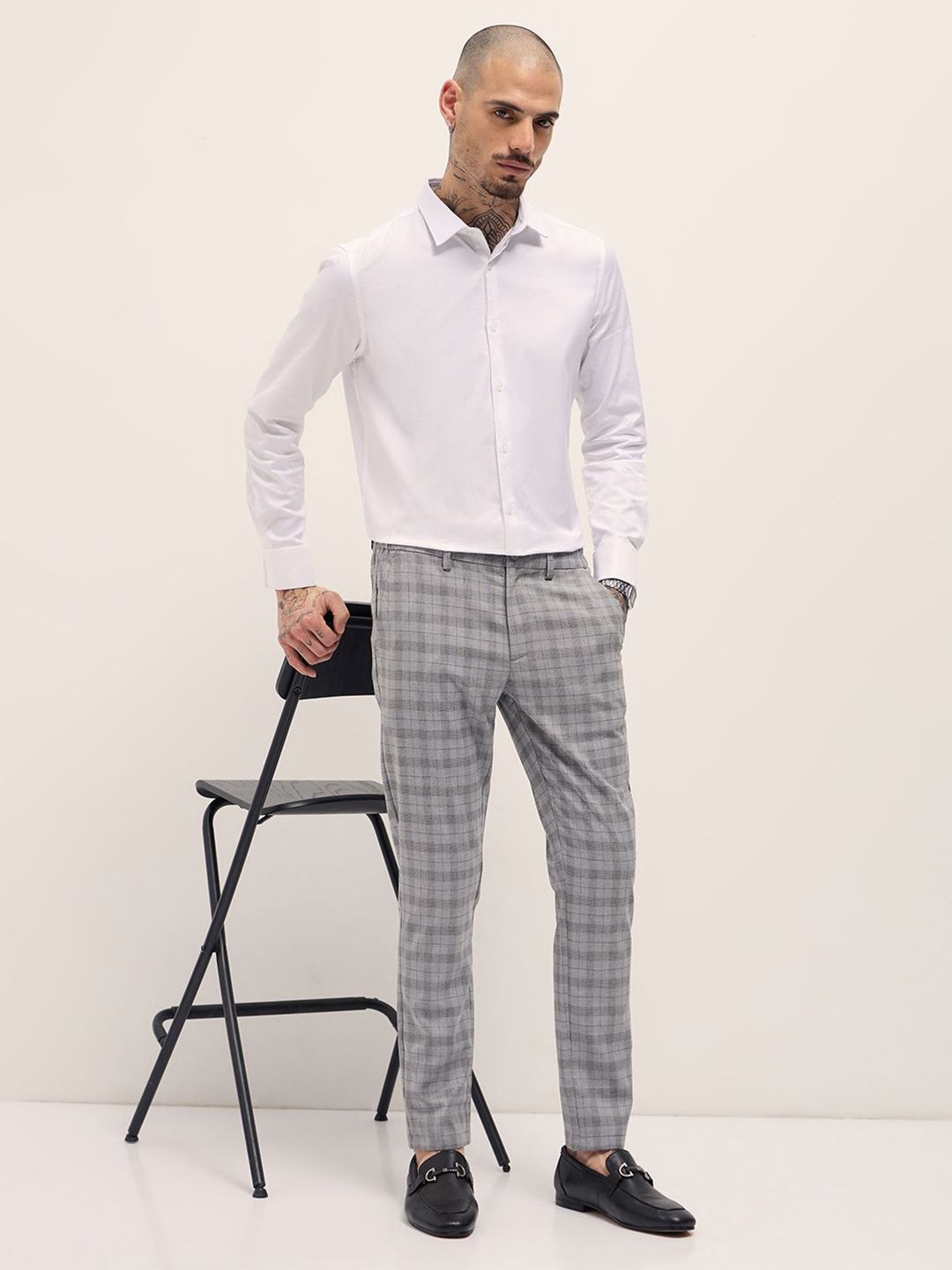 The Bear House Men lelaki yang diperiksa Slim Formal Seluar Formal