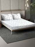 KLOTTHE White Printed Dilengkapi 400TC Kapas Tulen Cadar Super King & 4 Sarung Bantal