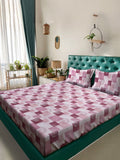 Myntra Elegant Homes Pink Geometric 400 TC Set Cadar King Kapas 2.50 m x 2.25 m