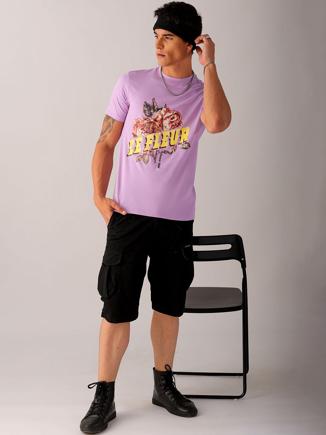 The Indian Garage Co Men Floral Printed Slim Fit T-shirt