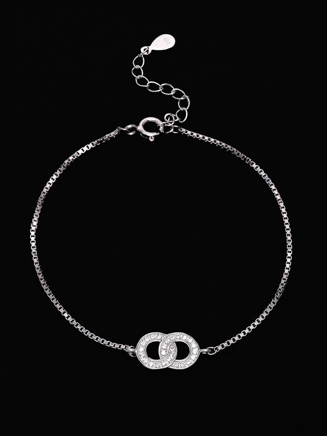 PANASH 925 Sterling Silver Gelang Pesona Cubic Zirconia Bersalut Rhodium