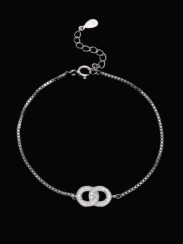PANASH 925 Sterling Silver Gelang Pesona Cubic Zirconia Bersalut Rhodium