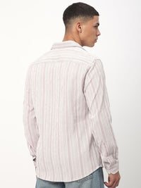 VASTRADO Men Classic Slim Fit Pinstripes Opaque Striped Casual Shirt