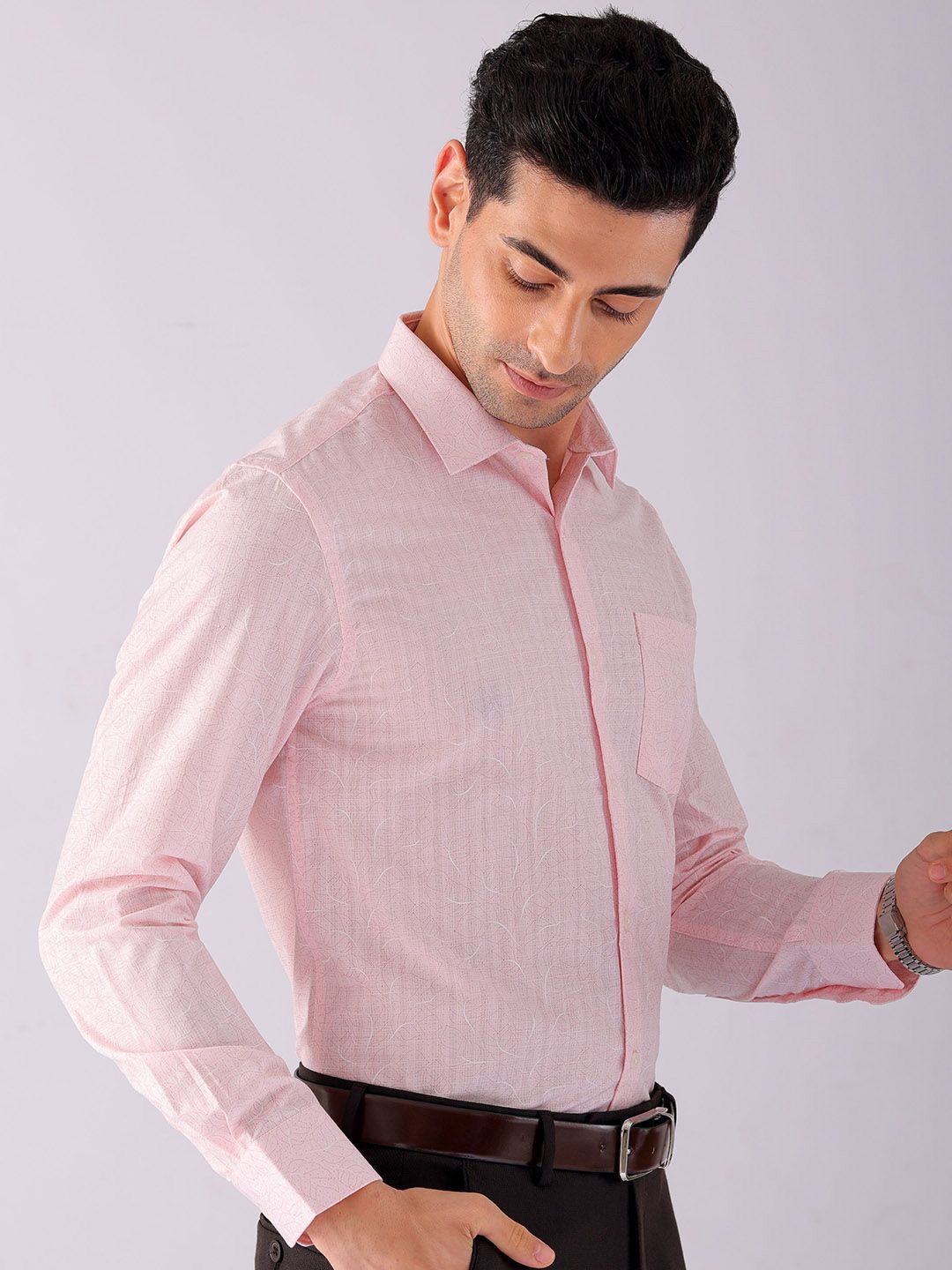 The Indian Garage Co. X Luxe Men Spread Collar Micro Ditsy Printed Slim Fit Formal Shirt