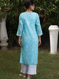 Rumah Chikankari Wanita Sulam Chikankari Cetakan Indie Kurta