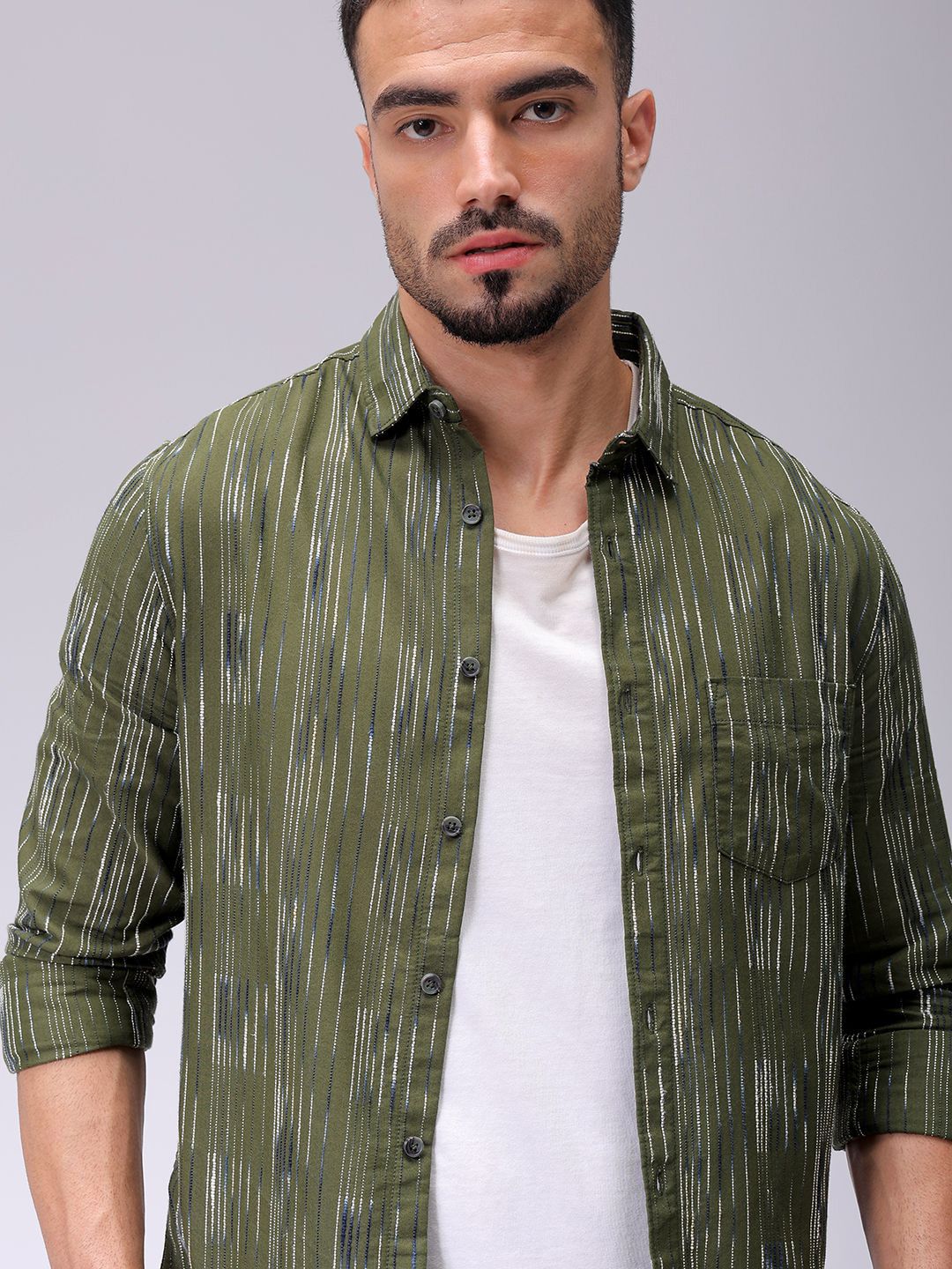The Indian Garage Co Men Slim Fit Multi Stripes Opaque Striped Casual Shirt