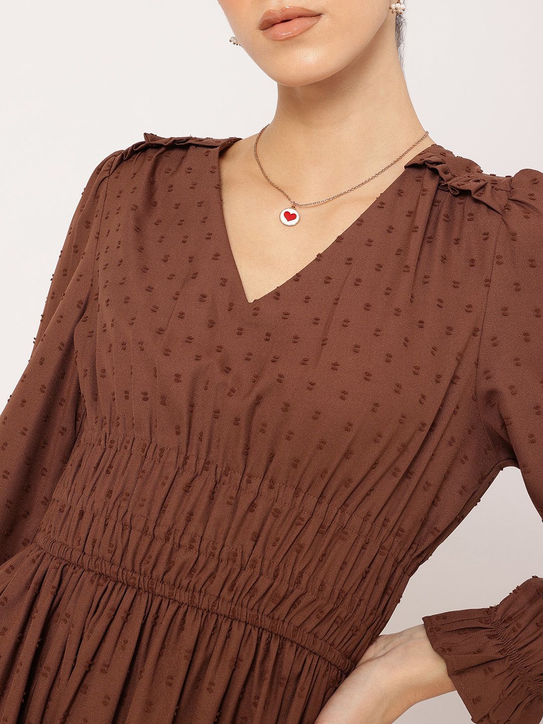 DressBerry Muted Melodies Dobby Weave Smocked A-Line Dress