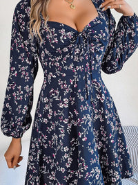 all about you Women Floral Print Puff Sleeve Fit & Flare Dress