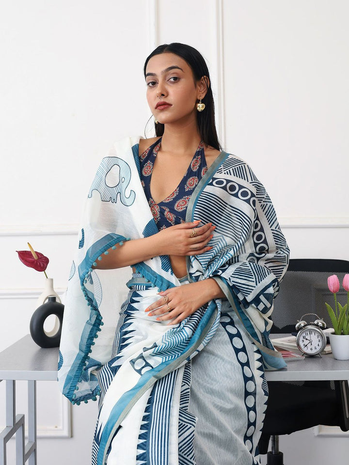 Tikhi Imli Abstract Printed Ready to Wear Saree