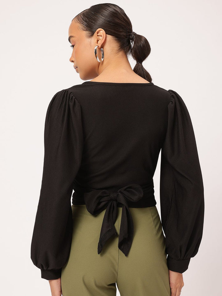 DressBerry Boss Babe Wrap Ribbed Crop Top