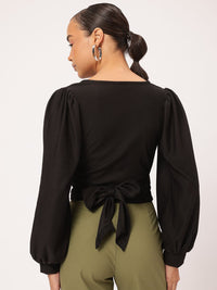 DressBerry Boss Babe Wrap Ribbed Crop Top