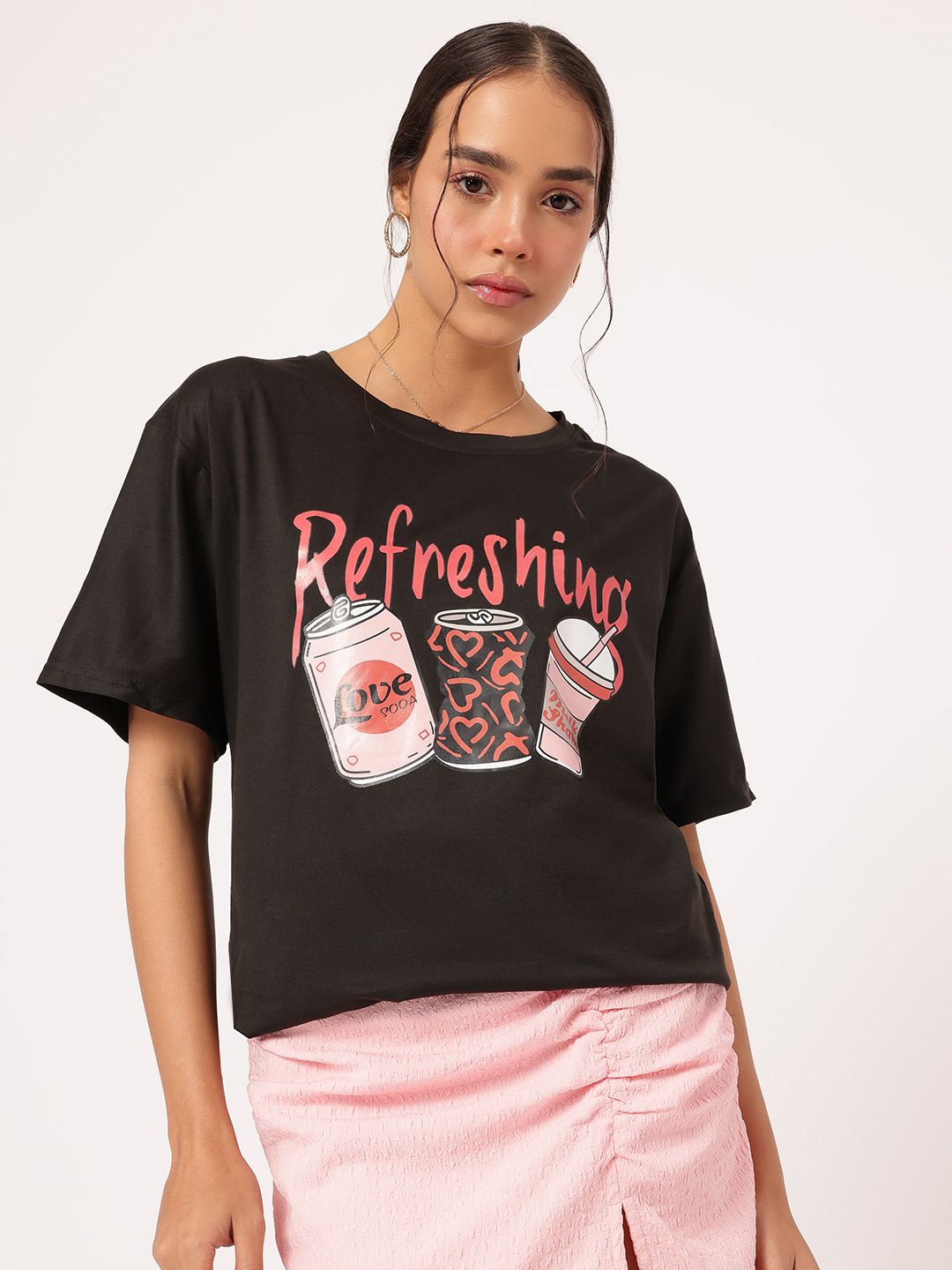 DressBerry Snug ComfyChic Conversational Printed Relax Tee