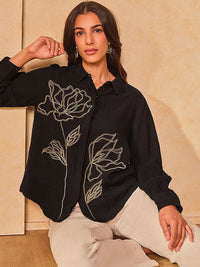 AND Mandarin Collar Cotton Top