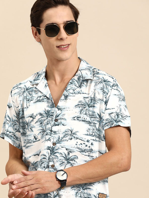 DENNISON Men Smart Fit Floral Printed Cuban Collar Casual Shirt