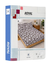 KLOTTHE Brown & White Printed 300 TC Double Bedsheet With 2 Pillow Covers- 2.5 m x 2.25 m