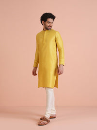 KISAH Woven Design Thread Work Mandarin Collar Straight Kurta
