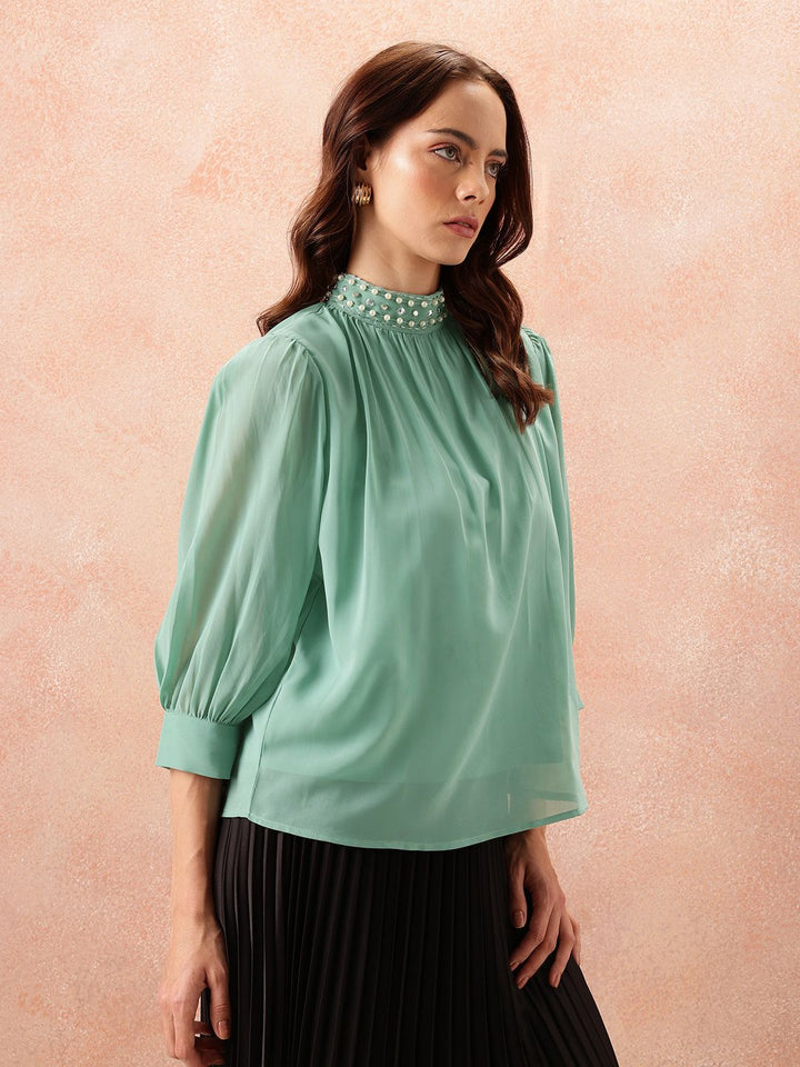all about you Embellished High Neck Top