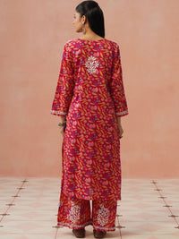 House of Chikankari Women Printed Regular Chikankari Kurta with Trousers