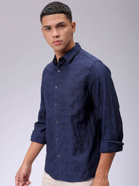 The Indian Garage Co Men Regular Fit Dobby Textured Resortwear Shirt