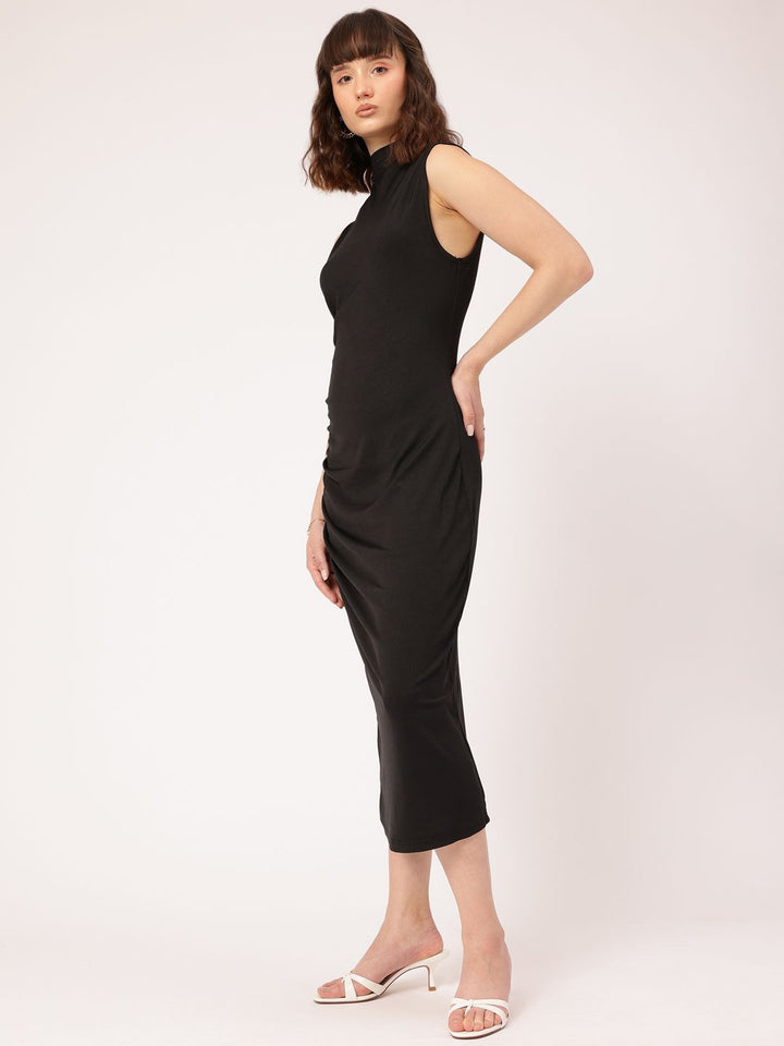 DressBerry Sweet & Sassy Sleeveless Ruched Bodycon Midi Dress