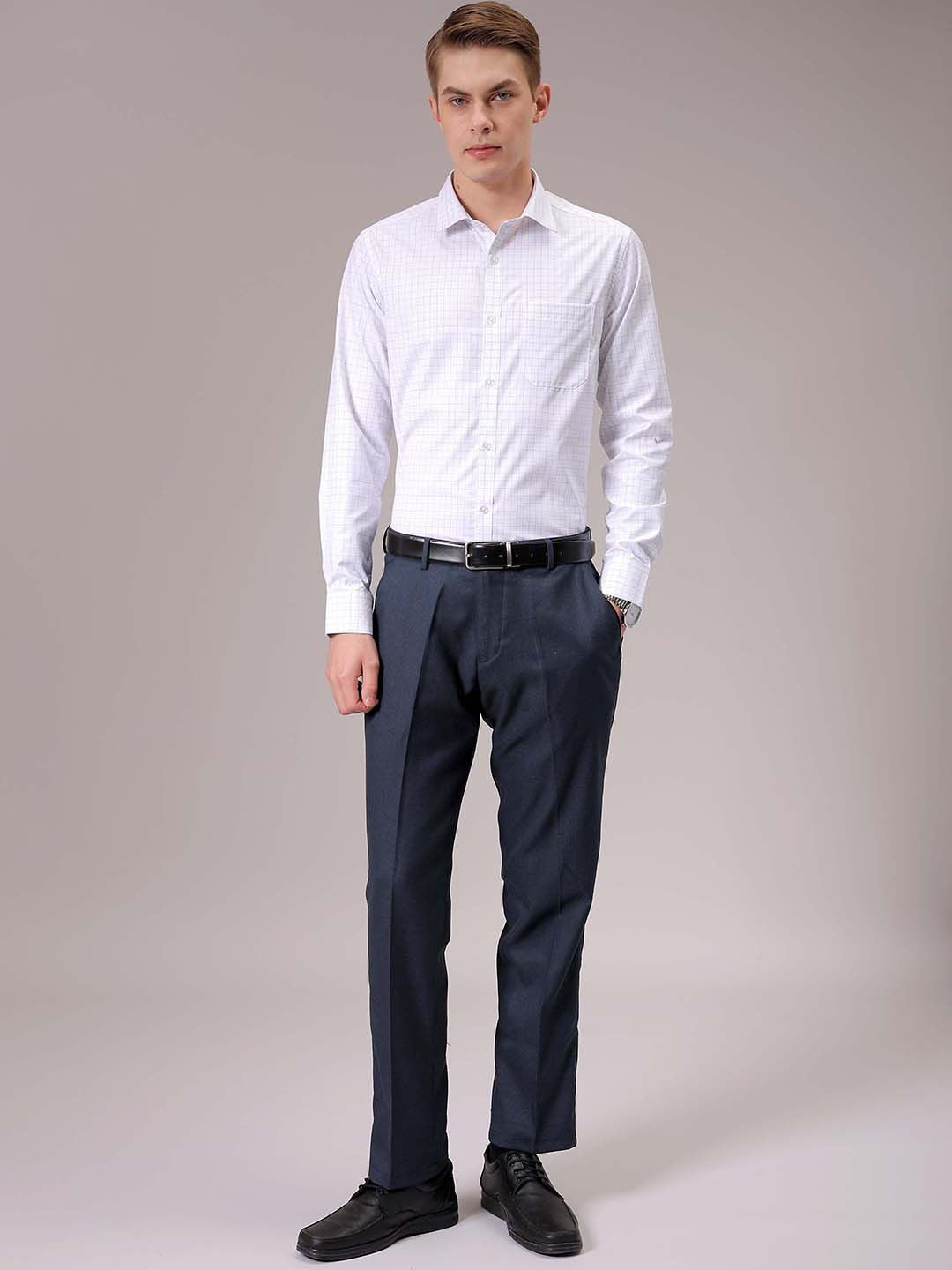 The Indian Garage Co. X Luxe Men Spread Collar Micro Checked Slim Fit Formal Shirt