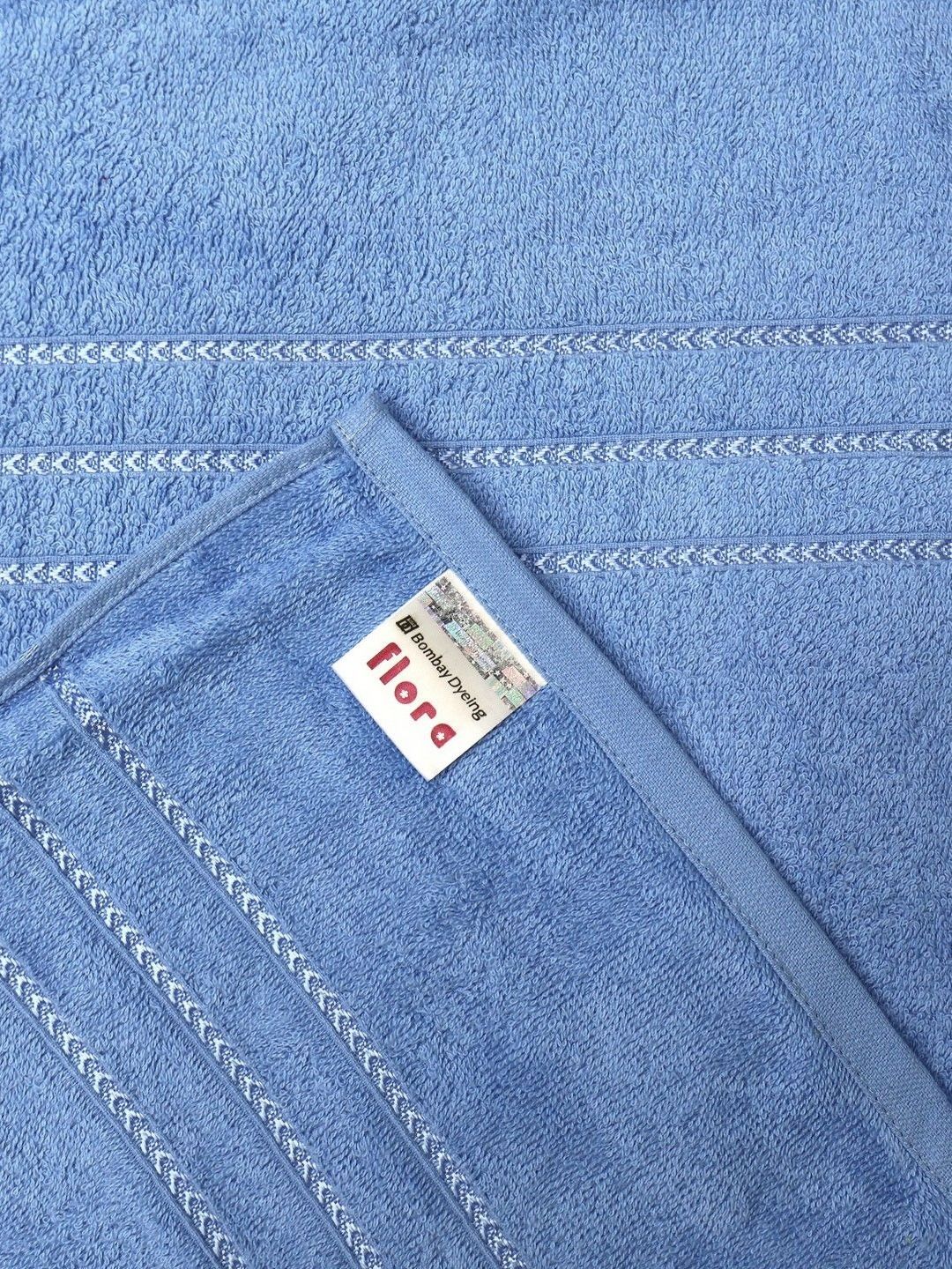 BOMBAY DYEING Flora Blue Pure Cotton 400 GSM Bath Towel