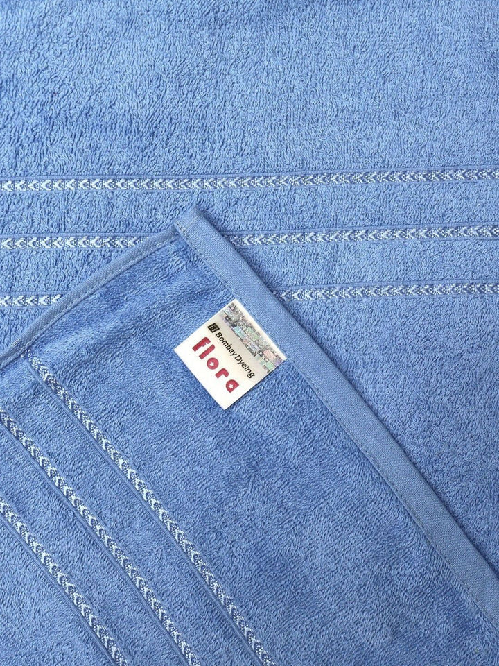 BOMBAY DYEING Flora Blue Pure Cotton 400 GSM Bath Towel