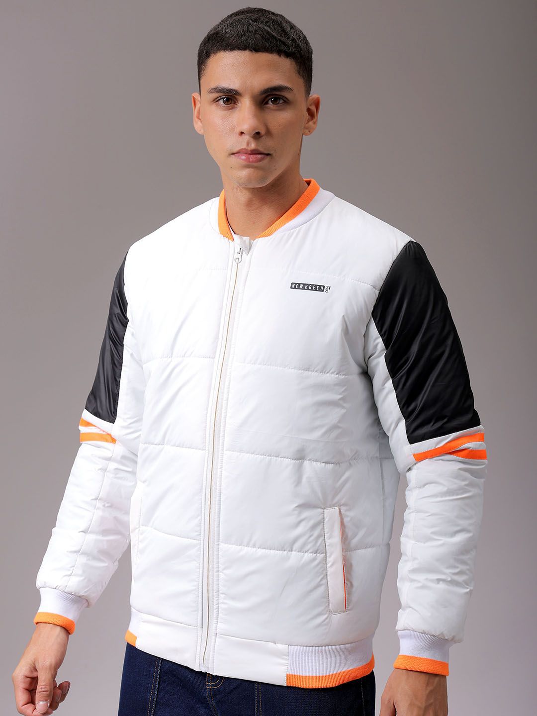 The Indian Garage Co Men Colourblock Slim Fit Puffer Jacket