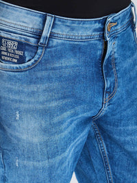 SPYKAR Men Slim Fit Mildly Distressed Light Fade Stretchable Jeans