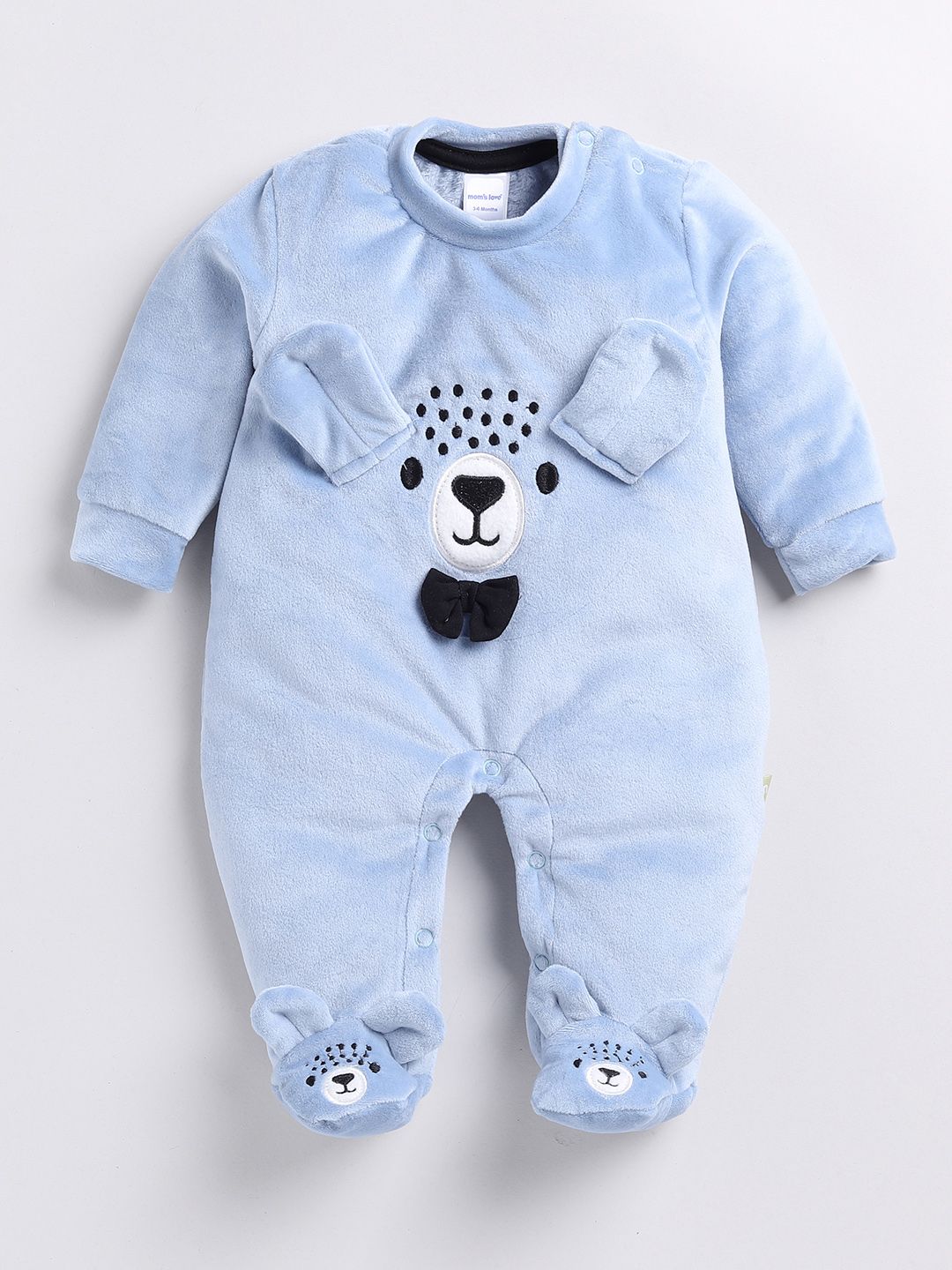 Moms Love Infant Boys Embroidered Pure Cotton Sleepsuit