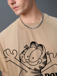 Bewakoof Men Garfield Graphic Printed Round Neck Cotton Oversized T-shirt