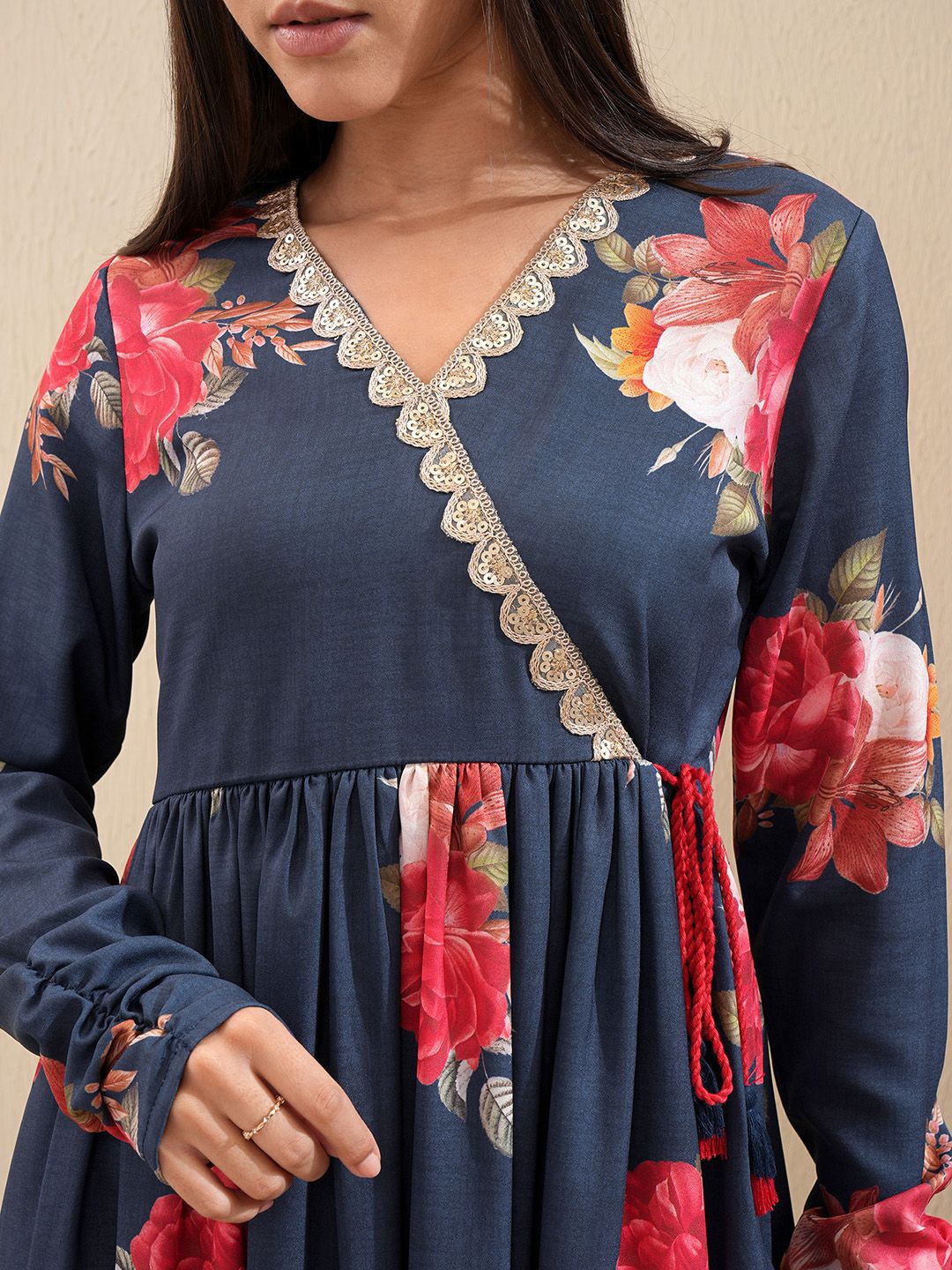 Vishudh Floral Printed Thread Work Anarkali Kurta