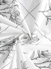 KLOTTHE Off White Printed Flat 400TC Pure Cotton Super King Bedsheet & 4 Pillow Covers