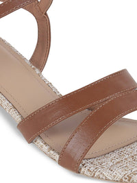 Mochi Women Woven Design Block Heel Sandals with Buckles