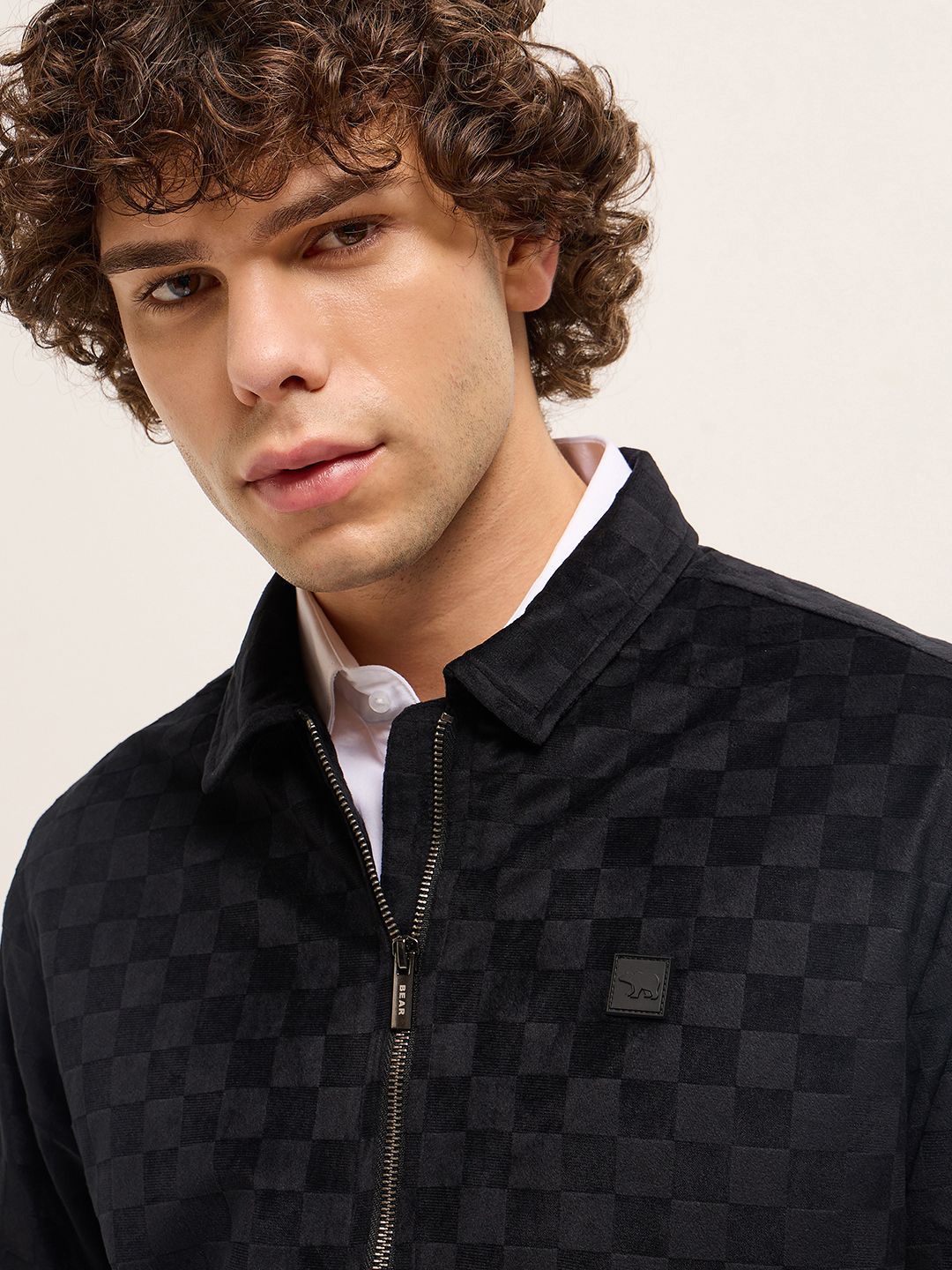 THE BEAR HOUSE Men Checked Lightweight Outdoor Open Front Jacket