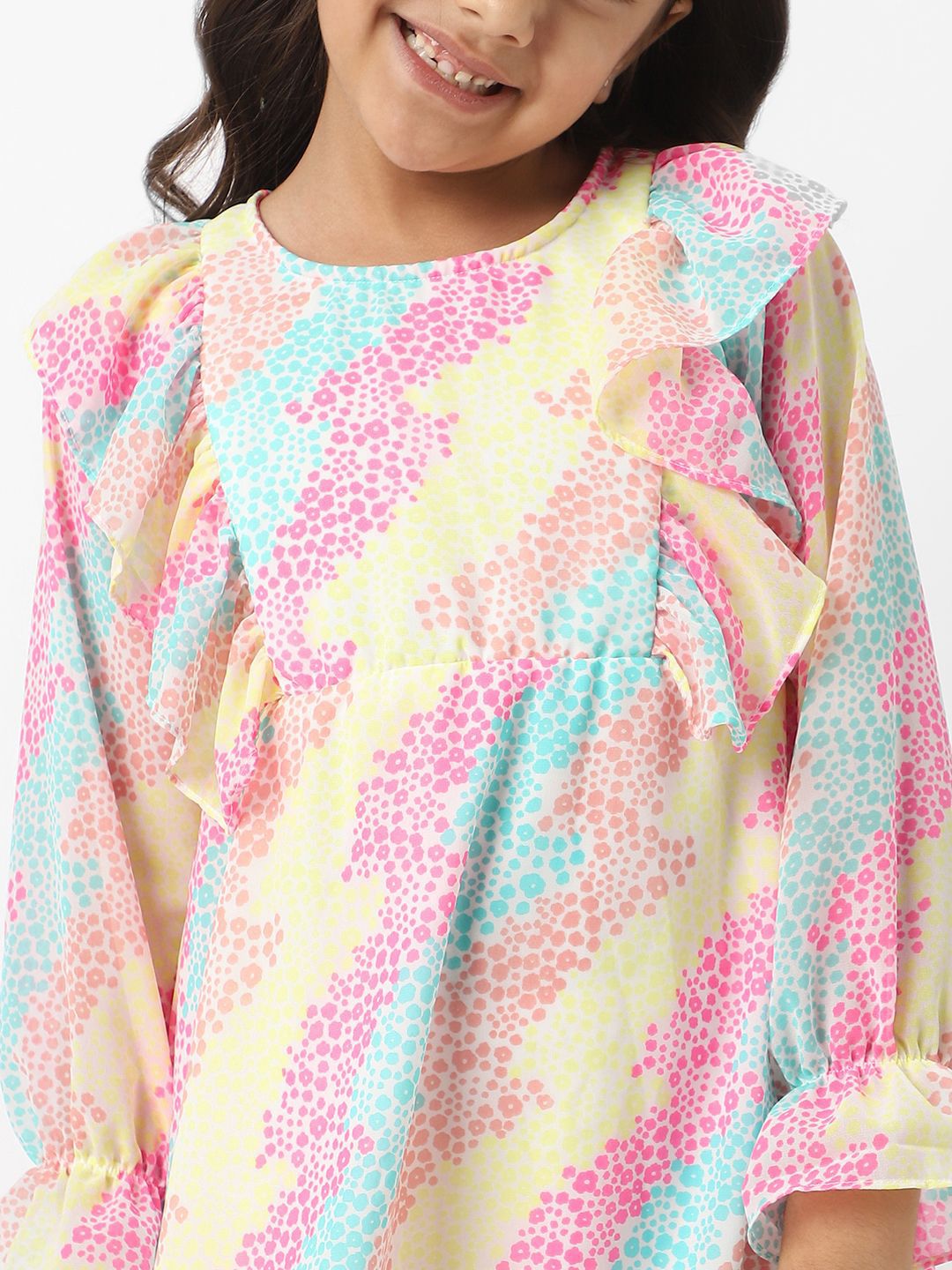 Nauti Nati Girls Bell Sleeve Ruffled A-Line Dress
