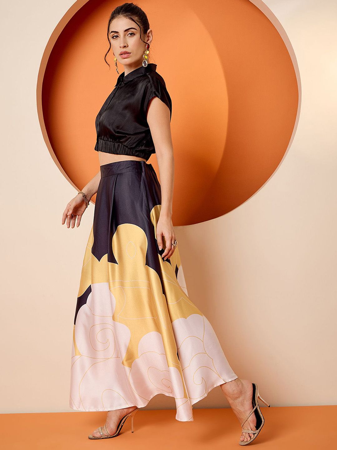 Antheaa Crop Top & Printed Maxi Skirt